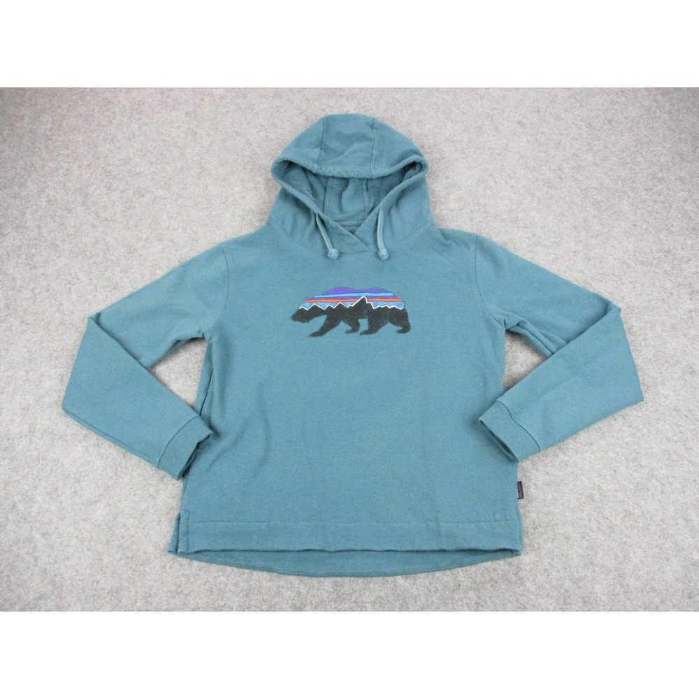 Patagonia Hoodie Mens Small Blue Uprisal Hoody Fitz Roy Bear Graphic 39556